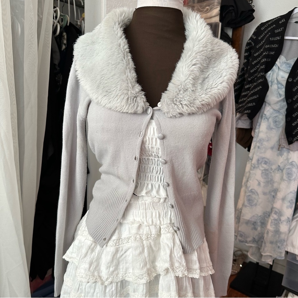 coquette y2k faux fur detachable cardigan size S/M